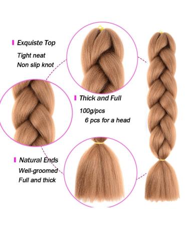 24-Inch Ombre Brown Jumbo Braid Hair Extensions | Kankalon 6Pcs Box Braids for Art & Style - Buy Online on GoSupps.com