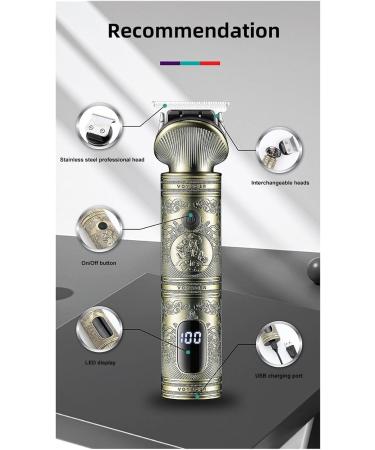V-962 Metal Beard Trimmer - Professional Cordless USB Charging Hair Clipper with LED Display for Men | International Shipping - Buy Online on GoSupps.com