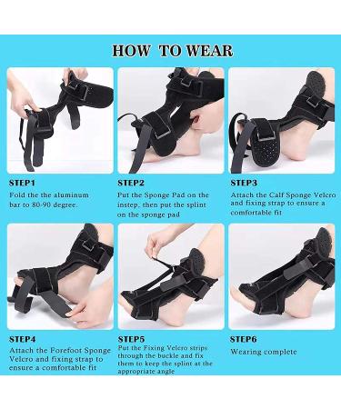 Plantar Fasciitis Night Splint for Foot and Achilles Support - Adjustable Dorsal Brace for Pain Relief - Black - Buy Online on GoSupps.com