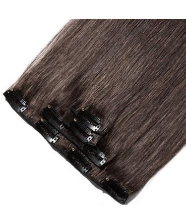 Clip In Hair Extensions - Remy Human Hair Double Thick Dark Brown #2 (16 40cm 40g) - Real Hairpiece for Effortless Volume - Buy Online on GoSupps.com