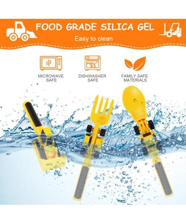 Buy Aolso Silicone Baby Cutlery Set - 3-Piece Fork & Spoon for Toddlers | Fun Bulldozer Excavator Design | Ideal for Ages 1-5 - International Shipping Available - Buy Online on GoSupps.com