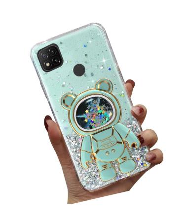 Tivenfezk Nadoli for Xiaomi Redmi 10a Treibsand B r Astronaut Hidden Stand Shell caricature glitter astronaut stand soft silicone bling cell phone case transparent protective cover xiaomi redmi green