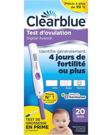 Clearblue Advanced Digital Ovulation Test Kit Plus Bonus Rapid Detection Pregnancy Test 20 Ovulation Tests & 1 Pregnancy Test 20 count (Pack of 1) - Buy Online on GoSupps.com