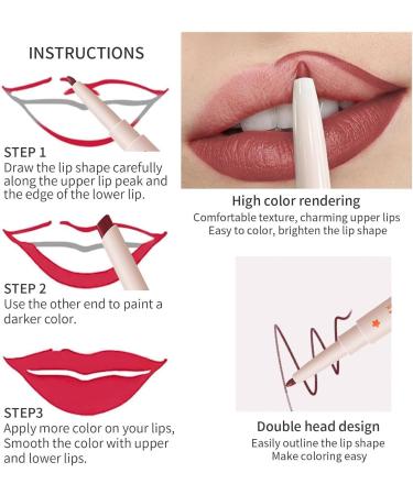 2 in 1 Double Head Lipstick and Lip Liner Set for Women Waterproof Lip Pencil and Lipstick Set Long Lasting Matte Velvet Lipstick Lipstick Set - Buy Online on GoSupps.com