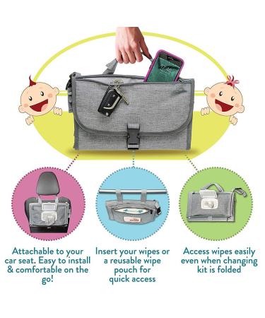 XL Diaper Changing Mat & Wrapping Pad - Foldable Washable Breathable with Removable Diaper Bag & Pillow - Ideal for Travel - Buy Online on GoSupps.com