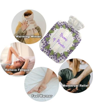 Naanle 2L Hot Water Bottle with Lavender Cover | Heat Therapy for Back Pain Relief Hand & Foot Warmer Cold Therapy - Transparent Design - Buy Online on GoSupps.com