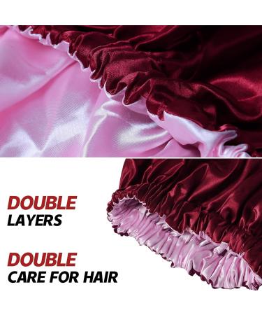 Soyomass Satin Bonnet for Women - Extra-Large Reversible Jumbo Bonnet for Braids, Natural Hair, Curly Hair - Double Layer Silk - Wine Red - Buy Online on GoSupps.com