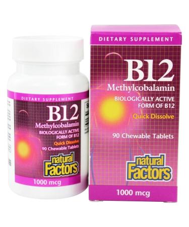 Natural Factors B12 Methylcobalamin 1000 mcg 90 Chewable Tablets