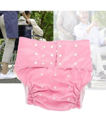 Adult Diaper Pants Incontinence Nappy Adjustable Washable Dual Opening Pocket Reusable Leakfree Insert Cloth Diapers for The Old The Disabled Pregnant WomanPink