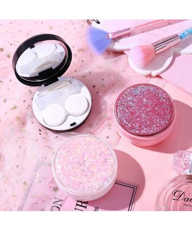 Buy Healifty Glitter Star Moon Heart Portable Contact Lens Case Kit - Travel Ready with Tweezers Bottle & Mirror (Black) - Perfect for International Shipping - Buy Online on GoSupps.com