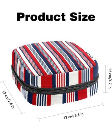 Women's Portable Period Kit - Bonds Storage Pockets Vertical Stripe Holder in Blue Red & White | Feminine Product Bag for Girls - Buy Online on GoSupps.com