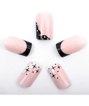 NOVO OVO Short Square Pink Gradient French Tip False Press on Nails - Stars Zodiac Elegant Acrylic Kit for Valentine's - Buy Online on GoSupps.com