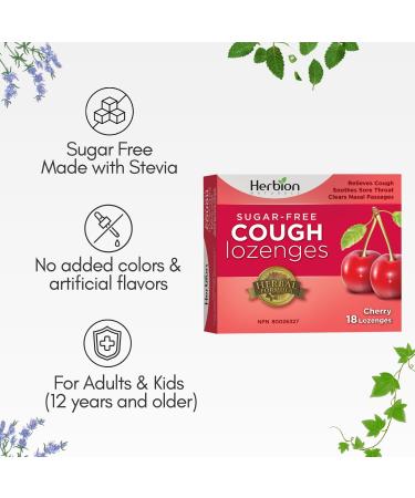 Herbion Natural Sugar Free Cough Lozenges Cherry Flavor | Cough Suppressant | Sore Throat Relief | Pack of 6 | - Buy Online on GoSupps.com