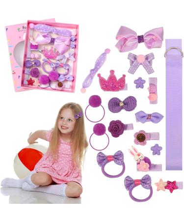 18-Piece Children Hair Bow Clips Set - Purple Hair Accessories for Girls, Ideal Christmas & Birthday Gift - Buy Online on GoSupps.com