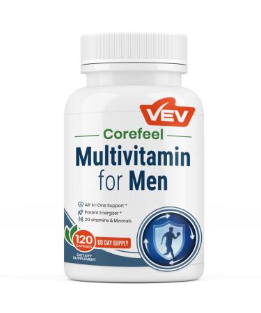 VEV Multivitamin for Men Mens Multivitamins and Minerals with Vitamin A, C, D, B Complex, Magnesium, Zinc, Selenium & More Daily Health & Nutrition Support 120 Capsules, 60-Day Supply 120 Count (Pack of 1)