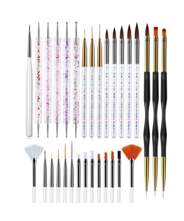 TARSHYRY 31PCS Nail Brush Pen Set Nail Art Brushes Brushes Gel Painting Acrylic Tools for DIY Art Design (WHITE)