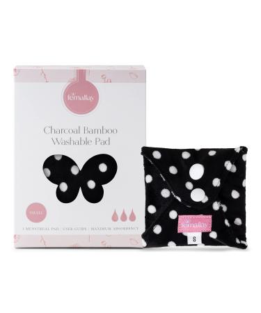 Femallay Reusable Cloth Menstrual Pads - Feminine Pads w/Charcoal Bamboo Layer Washable Sanitary Pads for Women Soft Absorbent Pads Feminine Hygiene Products Single Pad Simply Polka/Small