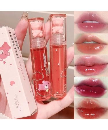 6Pcs Bear Lip Glaze Jelly Lipstick Liquid Lipstick Cute Bear Lipgloss Moisturizing Lip Stain Plumping Water Lip Gloss Waterproof Long Lasting Cheek Rouge Tint Cosmetics Beauty Makeup