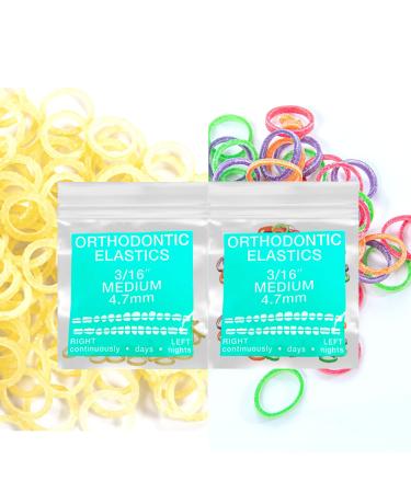 Latex Dual Pack 3/16inch Medium Intraoral Elastic Bands Orthodontic Elastics Dental Rubber Bands braces tooth gap MADE IN US (Medium(4.5oz) 3/16'' 4.7mm) Medium 5 Oz 3/16'' (4.7mm)