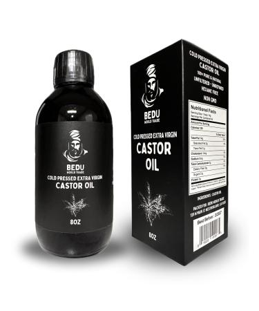BEDU Cold Pressed Extra Virgin Black Castor Oil 100% Pure & Natural Unfiltered - Unrefined Hexane Free Non GMO (8 fl oz)