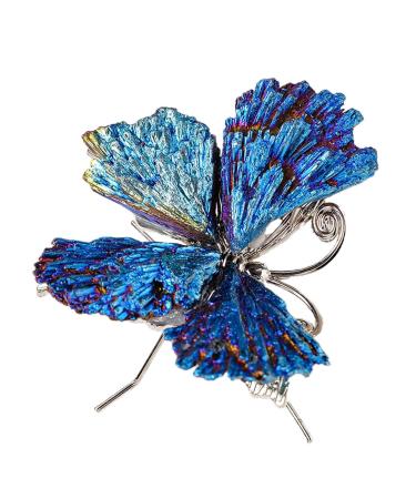 Natural Stone Crystal Ornament - Natural Butterfly Pendant with Crystal | Natural Crystal Stone Charm Smooth Polished Gemstone Charm for Parties Silver