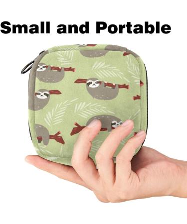 Stylish Menstruation Pad Bag with Zipper - Cute Sloth Design for Women & Girls | Ideal Tampon & Napkin Storage - Buy Online on GoSupps.com
