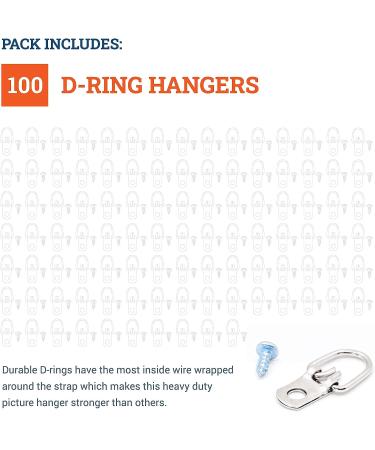 D Ring Picture Hangers with Screws - 100 Pack - Bulk D Rings - Pro Quality d-Rings - Picture Hang Solutions - Buy Online on GoSupps.com