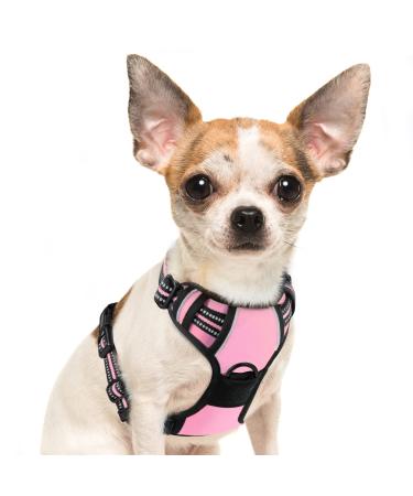 Eagloo dog harness Small dogs anti -train dog harnesses with reflex strips and control adjustable adjustable and durable breast harness dog suitable for walking and jogging pink s s (1 Pack) pink