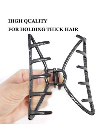 2Pcs Large Metal Claw Hair Clips for Thick Hair - Silver+Black Hair Barrette Jaw Clamp for Styling Half Bun - Non-slip Hair Accessories for Women and Girls - Buy Online on GoSupps.com