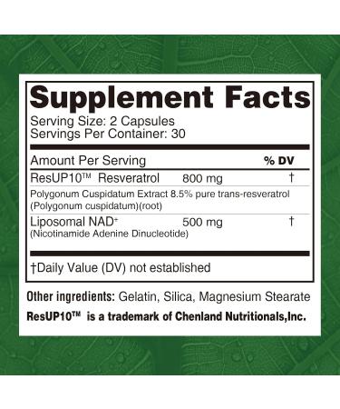 FitRx 500mg Liposomal NAD+ Supplement 800mg ResUP10 Resveratrol Complex Support Aging Health & Cellular Energy Cardiovascular Supplements Antioxidant Formula for Men & Women 30 Servings free 60 Count (Pack of 1) - Buy Online on GoSupps.com