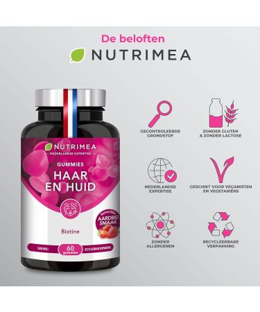 Plastimea Gummies for hair and nails Hair and nail health Skin quality With biotin zinc and selenium Made in France 60 vegan gummies Strawberry flavor Nutrimea - Buy Online on GoSupps.com