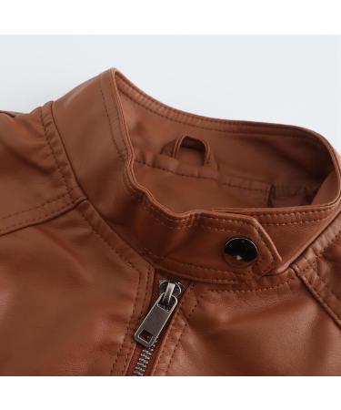 Hehiy Women's Moto Jacket - Lightweight Classic Faux Leather Spring Jacket in Black & Brown for Winter Halloween & Christmas - Buy Online on GoSupps.com