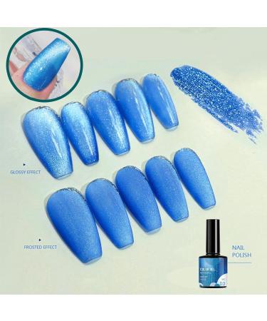 Blue Metal Nail Polish Blue Shell Thread Holographic Soak Off UV LED Varnish Shimmering Metallic Shining Sparkling Long Lasting DIY Art Manicure at Home Gift for Women & Girls - Buy Online on GoSupps.com