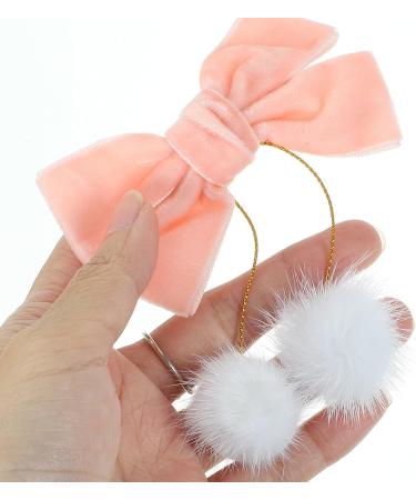 Beaupretty 2 Pairs Bow Hair Clips Furry Ball Hairpins Christmas Costume Hair Barrettes Hair Styling Tools for Girls Xmas Party Hair Accessories - Buy Online on GoSupps.com