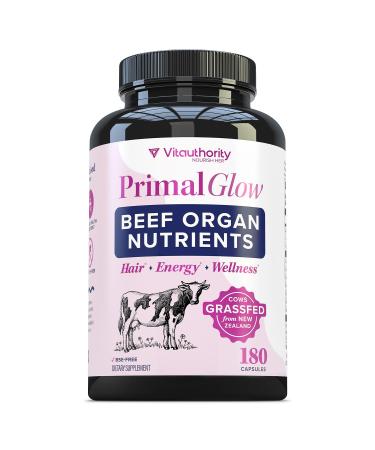 Beef Organ Supplement for Women | Grass-Fed Pasture-Raised New Zealand Bovine | 7 Organ Extracts with Liver Heart Kidney Bone Marrow & More Energy Digestion & Skin Support Primal Glow 30 Servings