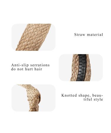 Straw Headbands for Women & Girls | Fashionable, No-Slip Diademas Para Mujer De Moda | Cute Braid Top Knot Headband | Summer Beach Hair Accessories - Buy Online on GoSupps.com