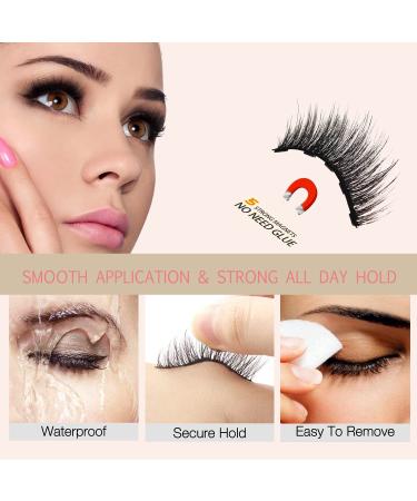 Magnetic Eyelashes Kit with Eyeliner - Natural Looking 10 Pairs | Reusable 3D False Lashes Pack with Tweezers - No Glue Needed! - Buy Online on GoSupps.com