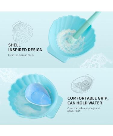 Shop Docolor Silicone Makeup Brush Cleaner Mat - Large Shell Shape Portable Tool for Effortless Brush Cleaning | Best Makeup Brush Cleaner in Blue - Buy Online on GoSupps.com