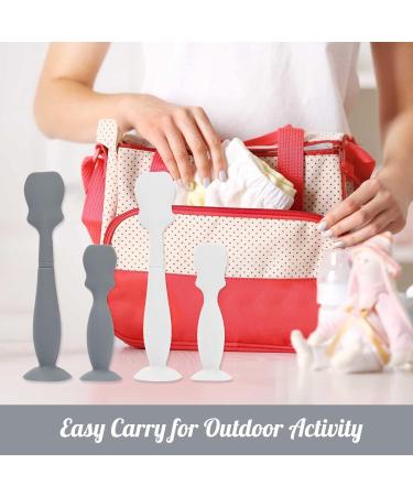 Baby Diaper Cream Spatula 4 Pack Baby Diaper Brush with Humanized Handle and Suction Cup Baby Cream Applicator Newborn Butt Paste Spatulas (Grey & White) - Buy Online on GoSupps.com