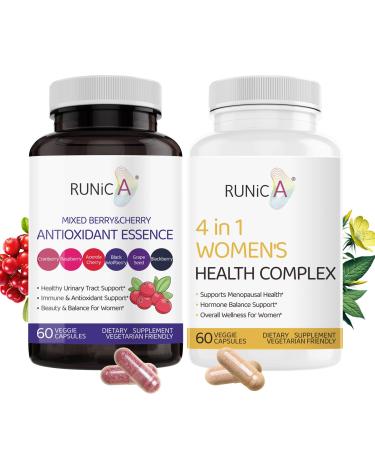 Women's Health Supplement Bundle - 4 in 1 Soy Isoflavones Complex Mixed Cranberry Grape Seed Extract Antioxidant Blend (30 Day Supply)