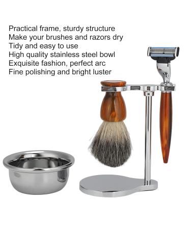 Premium 4-Piece Shaving Set for Men - Manual Razor Stainless Steel Stand Brush & Bowl - International Shipping Available - Buy Online on GoSupps.com