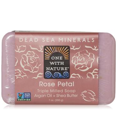 One With Nature Dead Sea Mineral Rose Petal Soap 7 oz