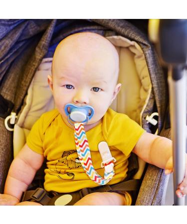 NiBaby Teething Pacifier Clip 6-Pack | Adjustable Length Safety Holder Strap | Premium Quality Modern Design | Unisex for Boys and Girls Teether | Colorful Zigzag - Buy Online on GoSupps.com