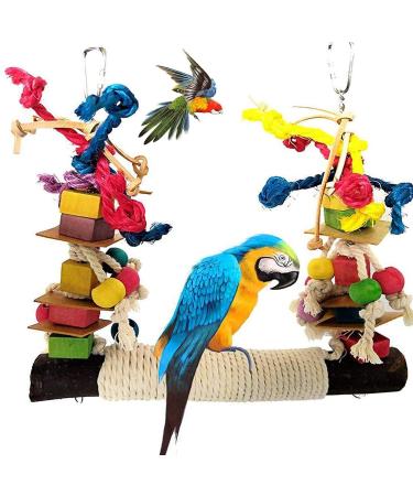 Hpiano parrot toys bird toys for birds parrots swing cake stuff made of natural wood for hanging birds wood bell bird swing chewing accessories color