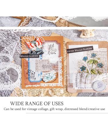 Vintage Scrapbooking Supplies Pack - 40 Pcs Cutout Lace Paper Feathers Flowers Leaves Frame Decorative DIY Craft Stationery - Buy Online on GoSupps.com