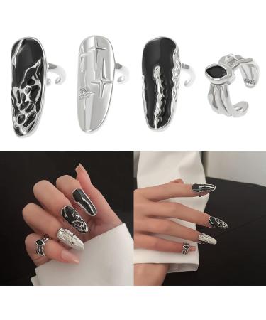 Star Irregular Pattern Fingertip Nail Adjustable Opening Fingernail Punk Nail Jewelry Nail Decorations Fingertip Rings For Women Adjustable - Buy Online on GoSupps.com