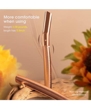 Asenum Eyebrow Razor & 20 Blades - Metal Face Hair Remover for Women | Peach Fuzz & Eyebrow Shaper in Matte Rose Gold - Buy Online on GoSupps.com