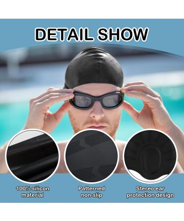 3D Waterproof Bathing Cap for Men Women & Kids | Swimming Cap for Short & Long Hair - Black - Buy Online on GoSupps.com