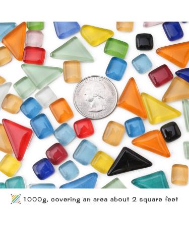 Youway Style 1000g Glass Mosaic Tiles - Bulk Colorful Irregular Pieces for DIY Crafts - 1kg Mosaic Handmade Decor - 14 Mixed Colors - Buy Online on GoSupps.com