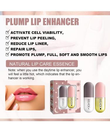 Lip Plumper and Lip Care Serum Set for Fuller, Natural Lips - Hydrating, Reduce Fine Lines - Day & Night Serum (2PCS) - Buy Online on GoSupps.com